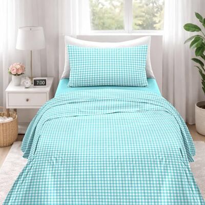 Ruggeri Set Lenzuola Completo Letto Singolo, Microfibra, Quadri Azzurro Alta Qualità 1 Federa 50x80cm + 1 Lenzuolo con Angoli 90x200cm + 1 Lenzuolo Sopra 160x290cm Collezione Beat Ruggeri Set Lenzuola Completo Letto Singolo, Microfibra, Quadri Azzurro Alta Qualità 1 Federa 50x80cm + 1 Lenzuolo con Angoli 90x200cm + 1 Lenzuolo Sopra 160x290cm Collezione Beat