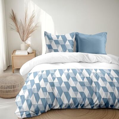 HOME LINGE PASSION Parure copripiumino 240 x 260 cm 3 pezzi morbido percalle di cotone fodera + federa blu modello La zingara HOME LINGE PASSION Parure copripiumino 240 x 260 cm 3 pezzi morbido percalle di cotone fodera + federa blu modello La zingara