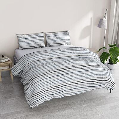 Italian Bed Linen Parure copripiumino ATHENA con sacco e federe stampati, SOFIA BLU, Matrimoniale Italian Bed Linen Parure copripiumino ATHENA con sacco e federe stampati, SOFIA BLU, Matrimoniale