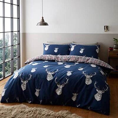 Catherine Lansfield Bedding Munro Copripiumino 160 x 220 + 50 x 110 cm, motivo: cervo Catherine Lansfield Bedding Munro Copripiumino 160 x 220 + 50 x 110 cm, motivo: cervo