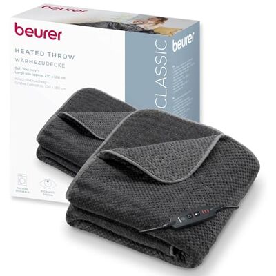 Beurer HD 65 termocoperta, coperta termica accogliente in materiale morbido con 3 livelli di temperatura, con spegnimento automatico e sistema di sicurezza, lavabile, made in Europe, colore grigio Beurer HD 65 termocoperta, coperta termica accogliente in materiale morbido con 3 livelli di temperatura, con spegnimento automatico e sistema di sicurezza, lavabile, made in Europe, colore grigio