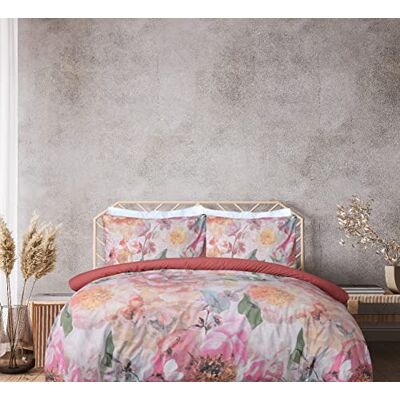Sleepdown Set di biancheria da letto in 100% puro cotone con motivo floreale multicolore rosa scuro tinta unita con copripiumino e federe, morbido e facile da pulire, super king (220 cm x 260 cm) Sleepdown Set di biancheria da letto in 100% puro cotone con motivo floreale multicolore rosa scuro tinta unita con copripiumino e federe, morbido e facile da pulire, super king (220 cm x 260 cm)