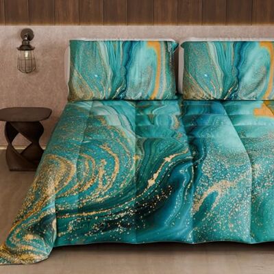 PETTI Artigiani Italiani Trapunta Singola Invernale, Piumone Singolo, Trapunta Double Face Tinta Unita e Stampa Digitale Marble Verde, Made in Italy PETTI Artigiani Italiani Trapunta Singola Invernale, Piumone Singolo, Trapunta Double Face Tinta Unita e Stampa Digitale Marble Verde, Made in Italy