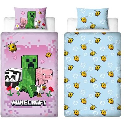 Character World Minecraft Copripiumino Singolo Bambini Ufficiale Design Group Biancheria da letto reversibile a 2 lati con federa coordinata Letto singolo Polcotone Character World Minecraft Copripiumino Singolo Bambini Ufficiale Design Group Biancheria da letto reversibile a 2 lati con federa coordinata Letto singolo Polcotone