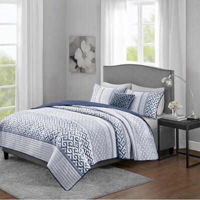 Madison Park Set copripiumino lussuoso con motivo a righe jacquard, per tutte le stagioni, copriletto, copriletto leggero, federe, cuscino decorativo, king size (264,2 x 238,8 cm), motivo geometrico Madison Park Set copripiumino lussuoso con motivo a righe jacquard, per tutte le stagioni, copriletto, copriletto leggero, federe, cuscino decorativo, king size (264,2 x 238,8 cm), motivo geometrico