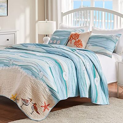 Greenland Home Fashions Greenland Home Maui Bonus Set di Biancheria da Letto Matrimoniale, 5 Pezzi, Multicolore Greenland Home Fashions Greenland Home Maui Bonus Set di Biancheria da Letto Matrimoniale, 5 Pezzi, Multicolore