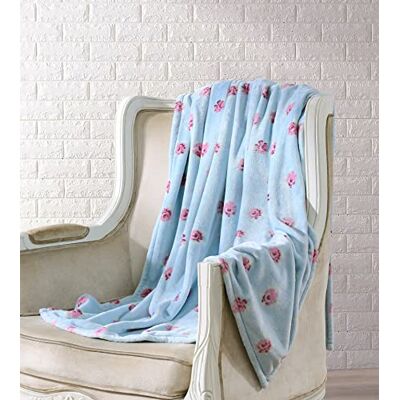 Shabby Chic Coperta da letto, super morbida e peluche, decorazione per la casa di ispirazione vintage (Abby Ditsy Aqua) Shabby Chic Coperta da letto, super morbida e peluche, decorazione per la casa di ispirazione vintage (Abby Ditsy Aqua)