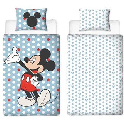 Disney Set copripiumino singolo con licenza ufficiale Topolino, design blu, double-face, con federa coordinata, perfetto per la camera dei bambini, in policotone Disney Set copripiumino singolo con licenza ufficiale Topolino, design blu, double-face, con federa coordinata, perfetto per la camera dei bambini, in policotone