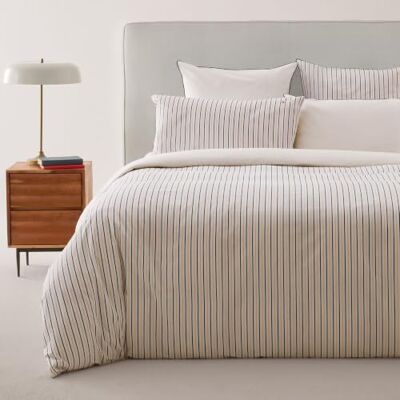 Tommy Hilfiger Copripiumino, crema, cotone 57 fili/cm², 100% cotone, righe verticali, morbido e traspirante, 140x200 cm Tommy Hilfiger Copripiumino, crema, cotone 57 fili/cm², 100% cotone, righe verticali, morbido e traspirante, 140x200 cm