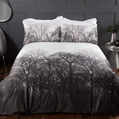 Sleepdown Winter Forest Trees Serene Scene Stampato Morbido Caldo Accogliente Velluto Bianco Carbone Grigio Copripiumino Copripiumino Biancheria da Letto con Federa-King (220 cm x 230 cm), Poliestere Sleepdown Winter Forest Trees Serene Scene Stampato Morbido Caldo Accogliente Velluto Bianco Carbone Grigio Copripiumino Copripiumino Biancheria da Letto con Federa-King (220 cm x 230 cm), Poliestere