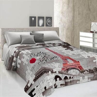 PENSIERI DELICATI , Telo Copriletto 2 Piazze 260 x 280 cm, 100% Tela Robusta Cotone Panama, Stampa Digitale Alta Risoluzione, Ideale come Copridivano e Telo Arredo, Fantasia Parigi, Made in Italy PENSIERI DELICATI , Telo Copriletto 2 Piazze 260 x 280 cm, 100% Tela Robusta Cotone Panama, Stampa Digitale Alta Risoluzione, Ideale come Copridivano e Telo Arredo, Fantasia Parigi, Made in Italy