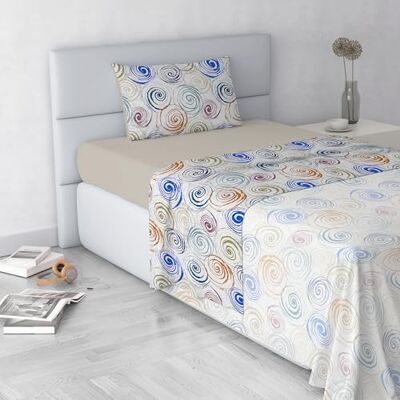 Italian Bed Linen Set Lenzuola Letto Fashion, Made in Italy- Completo Letto in Morbida Microfibra, Lenzuolo Sotto con Angoli, Telo Sopra 150x270 e Federa con Patella Interna, Singolo, Spirals Italian Bed Linen Set Lenzuola Letto Fashion, Made in Italy- Completo Letto in Morbida Microfibra, Lenzuolo Sotto con Angoli, Telo Sopra 150x270 e Federa con Patella Interna, Singolo, Spirals
