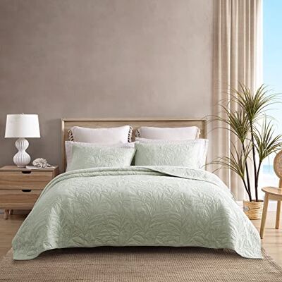 Tommy Bahama Home Collezione Costa Sera Morbido e Traspirante, Trapunta Lettura Copriletto Stagioni, Pre-Lavato per una maggiore morbidezza, King, Verde Tommy Bahama Home Collezione Costa Sera Morbido e Traspirante, Trapunta Lettura Copriletto Stagioni, Pre-Lavato per una maggiore morbidezza, King, Verde
