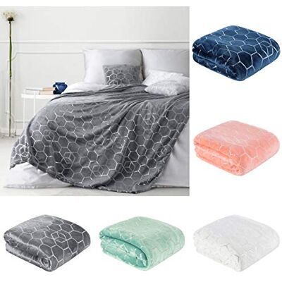 Eurofirany Copriletto Vanesa con Motivo a Nido d'Ape Argentato, Federa per Cuscino, Coperta per Divano, Poliestere, Panna, 170 x 200 cm Eurofirany Copriletto Vanesa con Motivo a Nido d'Ape Argentato, Federa per Cuscino, Coperta per Divano, Poliestere, Panna, 170 x 200 cm