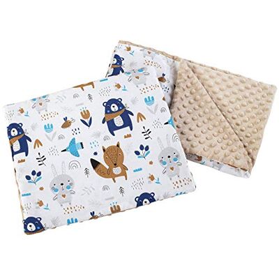 Medi Partners Coperta per gattonare con cuscino, 100% cotone, coperta per bambini, 55 x 75 + 35 x 30 cm, multifunzione, per passeggino, ovetto, culla (animali nella foresta con Minky) beige Medi Partners Coperta per gattonare con cuscino, 100% cotone, coperta per bambini, 55 x 75 + 35 x 30 cm, multifunzione, per passeggino, ovetto, culla (animali nella foresta con Minky) beige