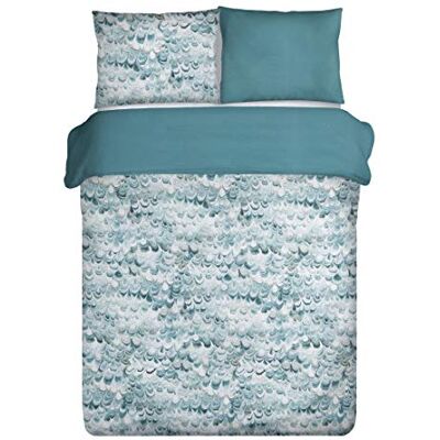 Eurofirany Biancheria da Letto, Motivo Pavone, Stampa Bianca Pastello, Copripiumino in Cotone Oeko-Tex Set 2 federe 1 Copripiumino Blu, 220 x 200 cm Eurofirany Biancheria da Letto, Motivo Pavone, Stampa Bianca Pastello, Copripiumino in Cotone Oeko-Tex Set 2 federe 1 Copripiumino Blu, 220 x 200 cm