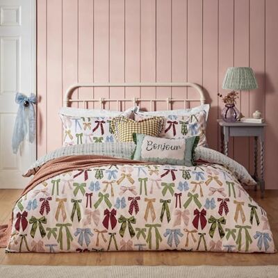 Furn. Noortje Bows Set Copripiumino di Tendenza - Polycotton Rosa - Taglia King Furn. Noortje Bows Set Copripiumino di Tendenza - Polycotton Rosa - Taglia King