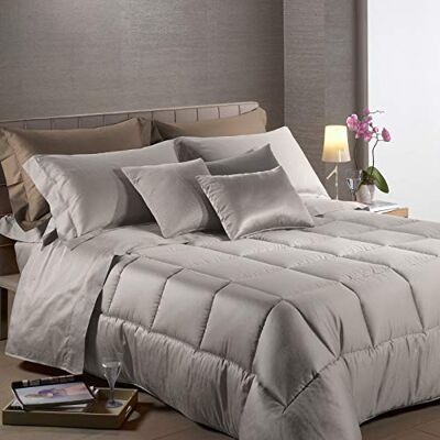 Caleffi , Raso di Cotone Trapunta per Matrimoniale Letto, Argento Caleffi , Raso di Cotone Trapunta per Matrimoniale Letto, Argento
