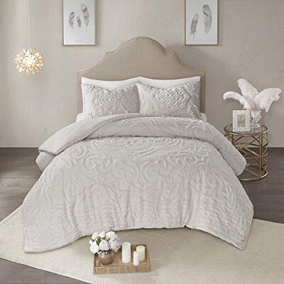 Madison Park Laetitia Comforter Bohemian trapuntato cotone ciniglia, medaglione shabby chic per tutte le stagioni, set di biancheria da letto alternativo con federe abbinate, floreale grigio completo Madison Park Laetitia Comforter Bohemian trapuntato cotone ciniglia, medaglione shabby chic per tutte le stagioni, set di biancheria da letto alternativo con federe abbinate, floreale grigio completo