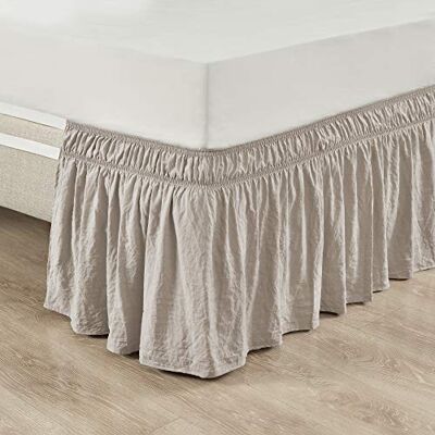 Lush Decor Copriletto elastico con volant increspato, facile da avvolgere, regina/ke/cal, neutro Lush Decor Copriletto elastico con volant increspato, facile da avvolgere, regina/ke/cal, neutro