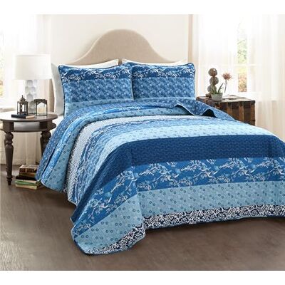 Lush Decor Royal Empire Set di biancheria da letto reversibile con motivo a righe, 3 pezzi, per letto matrimoniale, colore blu marino, cotone poliestere Lush Decor Royal Empire Set di biancheria da letto reversibile con motivo a righe, 3 pezzi, per letto matrimoniale, colore blu marino, cotone poliestere