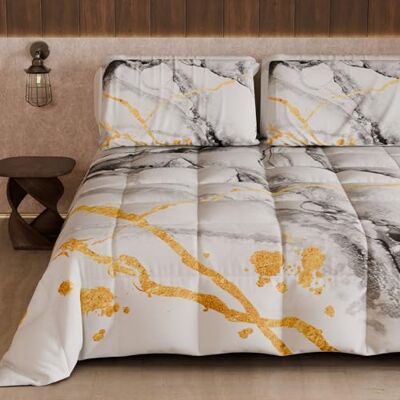 PETTI Artigiani Italiani Trapunta Una Piazza e Mezza Invernale, Piumone Una Piazza e Mezza, Trapunta Double Face Tinta Unita e Stampa Digitale Marble Grigio Chiaro, Made in Italy PETTI Artigiani Italiani Trapunta Una Piazza e Mezza Invernale, Piumone Una Piazza e Mezza, Trapunta Double Face Tinta Unita e Stampa Digitale Marble Grigio Chiaro, Made in Italy