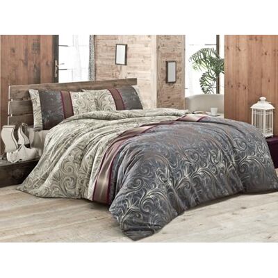 Nuit Des Rêves Luxurious King Quilt Set di copertine (200 x 220 cm), 65% cotone, 35% poliestere, 2 custodie imbottite, lavabile in lavatrice, elegante crema & nero/grigio/rosso chiaro/bianco Nuit Des Rêves Luxurious King Quilt Set di copertine (200 x 220 cm), 65% cotone, 35% poliestere, 2 custodie imbottite, lavabile in lavatrice, elegante crema & nero/grigio/rosso chiaro/bianco