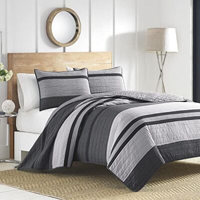 Nautica Vessey Trapunta in Cotone, per Letto Matrimoniale, 100% Cotone, Colore: Grigio Nautica Vessey Trapunta in Cotone, per Letto Matrimoniale, 100% Cotone, Colore: Grigio