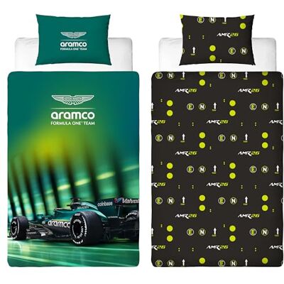 Character World Set copripiumino singolo con licenza ufficiale Aston Martin F1 Design alari reversibile su entrambi i lati, con federa coordinata inclusa Perfetto per la cameretta dei bambini Poli-cotone Character World Set copripiumino singolo con licenza ufficiale Aston Martin F1 Design alari reversibile su entrambi i lati, con federa coordinata inclusa Perfetto per la cameretta dei bambini Poli-cotone