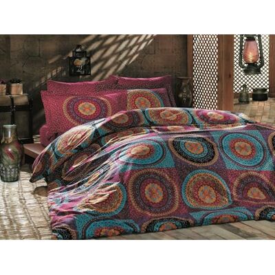 Nuit Des Rêves Vibrant Ranforce Set di copertine singole, 100% cotone, 135 x 200 cm e federa 80 x 80 cm, lavabile in lavatrice, chiusura a bottone, fucsia e turchese Nuit Des Rêves Vibrant Ranforce Set di copertine singole, 100% cotone, 135 x 200 cm e federa 80 x 80 cm, lavabile in lavatrice, chiusura a bottone, fucsia e turchese