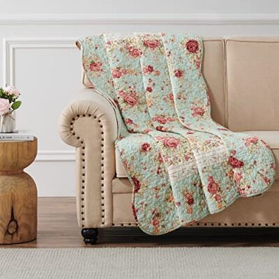 Greenland Home Fashions Greenland Home Antique Rose – Classic Traditional Floral – Coperta trapuntata in 100% cotone, 127 x 152,4 cm, blu Greenland Home Fashions Greenland Home Antique Rose – Classic Traditional Floral – Coperta trapuntata in 100% cotone, 127 x 152,4 cm, blu
