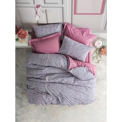 Nuit Des Rêves Elegant Ranforce Set di copertine singole, 135 x 200 cm, 100% cotone, Dusty Rose & Purple, lavabile in lavatrice, bottoni & Envelope Closure, 145 TC Nuit Des Rêves Elegant Ranforce Set di copertine singole, 135 x 200 cm, 100% cotone, Dusty Rose & Purple, lavabile in lavatrice, bottoni & Envelope Closure, 145 TC