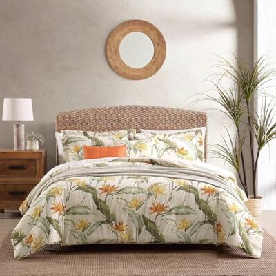 Tommy Bahama Set copripiumino king size, biancheria da letto reversibile in cotone con federe coordinate e cuscini bonus, decorazione per la casa per tutte le stagioni (uccelli del paradiso bianco Tommy Bahama Set copripiumino king size, biancheria da letto reversibile in cotone con federe coordinate e cuscini bonus, decorazione per la casa per tutte le stagioni (uccelli del paradiso bianco