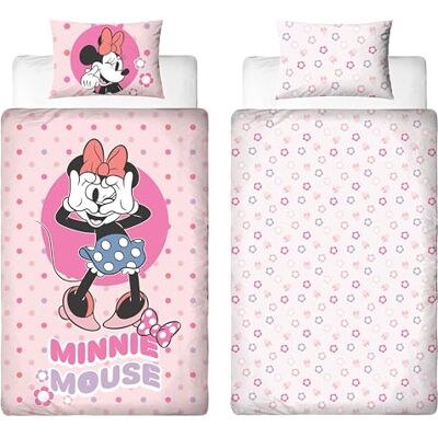 Disney Set copripiumino singolo con licenza ufficiale Minnie Mouse Design a pois reversibile su 2 lati con federa coordinata Perfetto per la camera dei bambini in policotone Disney Set copripiumino singolo con licenza ufficiale Minnie Mouse Design a pois reversibile su 2 lati con federa coordinata Perfetto per la camera dei bambini in policotone