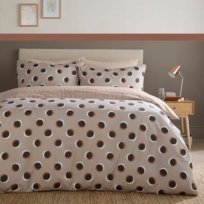 Fusion Set copripiumino a pois king size 230 x 220 cm, in policotone naturale, facile da pulire, con divertente stampa a pois, include 2 federe Fusion Set copripiumino a pois king size 230 x 220 cm, in policotone naturale, facile da pulire, con divertente stampa a pois, include 2 federe