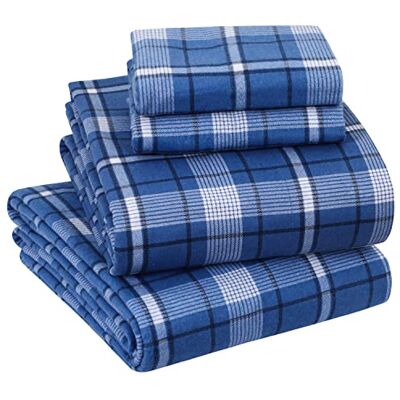 Sleepdown Lenzuola per letto queen size, in 100% flanella di cotone, super morbide, pesanti, per letto matrimoniale spazzolato, anti-pelucchi, con tasca profonda 40,6 cm, 2 tasche laterali (queen Sleepdown Lenzuola per letto queen size, in 100% flanella di cotone, super morbide, pesanti, per letto matrimoniale spazzolato, anti-pelucchi, con tasca profonda 40,6 cm, 2 tasche laterali (queen