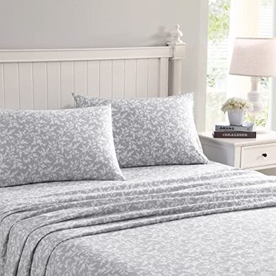 Laura Ashley Home Set di lenzuola per letto matrimoniale, in flanella di cotone, spazzolato per una maggiore morbidezza e comfort (Crestwood, Queen) Laura Ashley Home Set di lenzuola per letto matrimoniale, in flanella di cotone, spazzolato per una maggiore morbidezza e comfort (Crestwood, Queen)