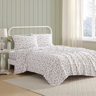 Laura Ashley Set di lenzuola per letto singolo, in flanella di cotone con federa coordinata, spazzolato per una maggiore morbidezza, tasca profonda, certificato Oeko-Tex (rosso lampone brillante) Laura Ashley Set di lenzuola per letto singolo, in flanella di cotone con federa coordinata, spazzolato per una maggiore morbidezza, tasca profonda, certificato Oeko-Tex (rosso lampone brillante)