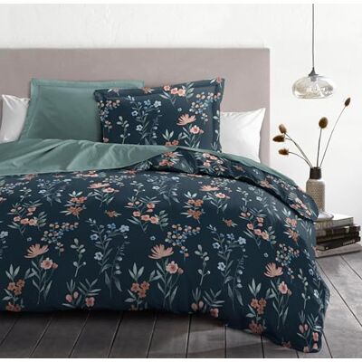 HOME LINGE PASSION Parure copripiumino 240 x 260 cm 3 pezzi morbido percalle di cotone federa + federe blu petrolio modello La fiammeggiante HOME LINGE PASSION Parure copripiumino 240 x 260 cm 3 pezzi morbido percalle di cotone federa + federe blu petrolio modello La fiammeggiante