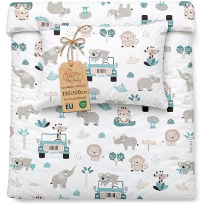 Totsy Baby Copripiumino Lettino Bambini 100 x 135 cm in Cotone – Set Reversibile Copripiumino 100x135 & Federa 40x60 cm con Cerniera – Lenzuola Bambino Bimbo Bimba Neonato Oeko-Tex Africa Totsy Baby Copripiumino Lettino Bambini 100 x 135 cm in Cotone – Set Reversibile Copripiumino 100x135 & Federa 40x60 cm con Cerniera – Lenzuola Bambino Bimbo Bimba Neonato Oeko-Tex Africa