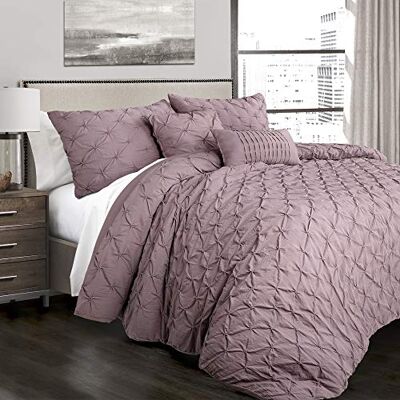 Lush Decor Ravello Pintuck Letto in una borsa morbido reversibile con copripiumino e lenzuola, poliestere, Woodrose, king Lush Decor Ravello Pintuck Letto in una borsa morbido reversibile con copripiumino e lenzuola, poliestere, Woodrose, king