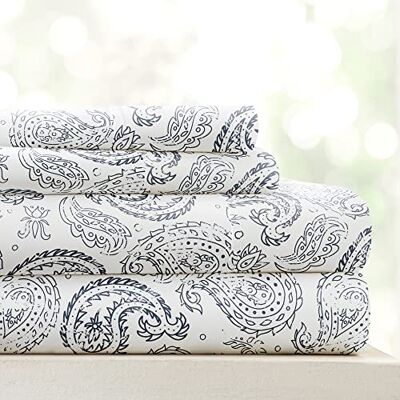 Linen Market Hotel Collection Home Collection Grossolana Paisley 4 PC. Set di Fogli Linen Market Hotel Collection Home Collection Grossolana Paisley 4 PC. Set di Fogli