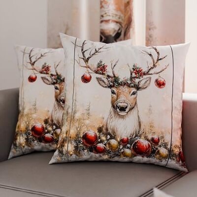 PETTI Artigiani Italiani Coppia di Federe Cuscino 80x80 cm in Microfibra, Federe Natalizie, Cuscini Arredo di Natale Camera da Letto, Divano, Salotto, Set 2 Fodere Copricuscino, Federa Renna PETTI Artigiani Italiani Coppia di Federe Cuscino 80x80 cm in Microfibra, Federe Natalizie, Cuscini Arredo di Natale Camera da Letto, Divano, Salotto, Set 2 Fodere Copricuscino, Federa Renna