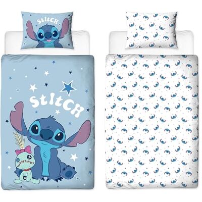 Disney Lilo and Stitch Set copripiumino singolo con licenza ufficiale, design paradiso blu, double-face, con federa coordinata, perfetto per la camera dei bambini, in policotone Disney Lilo and Stitch Set copripiumino singolo con licenza ufficiale, design paradiso blu, double-face, con federa coordinata, perfetto per la camera dei bambini, in policotone