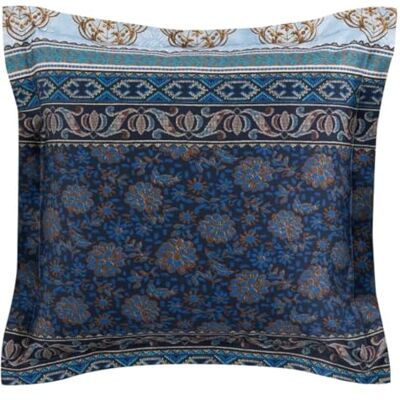 Bassetti Federa per cuscino Oristano B1 in 100% cotone makò satin di colore blu, dimensioni: 65 cm x 65 cm, Bassetti Federa per cuscino Oristano B1 in 100% cotone makò satin di colore blu, dimensioni: 65 cm x 65 cm,