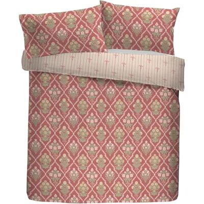 Appletree Heritage Set Copripiumino 100% Cotone, King Size 230x220cm, Rosa, Motivo Floreale, 200 fili, Chiusura con Bottoni, Dettaglio Increspato Appletree Heritage Set Copripiumino 100% Cotone, King Size 230x220cm, Rosa, Motivo Floreale, 200 fili, Chiusura con Bottoni, Dettaglio Increspato