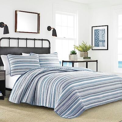 Nautica Set copripiumino per tutte le stagioni in cotone con federa abbinata, leggero e reversibile, king, grigio/blu/bianco Nautica Set copripiumino per tutte le stagioni in cotone con federa abbinata, leggero e reversibile, king, grigio/blu/bianco