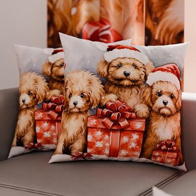PETTI Artigiani Italiani Coppia di Federe Cuscino 80x80 cm in Microfibra, Federe Natalizie, Cuscini Arredo di Natale Camera da Letto, Divano, Salotto, Set 2 Fodere Copricuscino, Federa Dog PETTI Artigiani Italiani Coppia di Federe Cuscino 80x80 cm in Microfibra, Federe Natalizie, Cuscini Arredo di Natale Camera da Letto, Divano, Salotto, Set 2 Fodere Copricuscino, Federa Dog