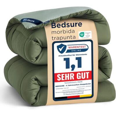 Bedsure Piumino Matrimoniale 4 Stagioni Trapunta 200x200 cm Fibra Cava 300g/m², OEKO-TEX, Ipoallergenico, Traspirante, Lavabile in Lavatrice, Resistente, Oliva Grigio/Verde Erba Bedsure Piumino Matrimoniale 4 Stagioni Trapunta 200x200 cm Fibra Cava 300g/m², OEKO-TEX, Ipoallergenico, Traspirante, Lavabile in Lavatrice, Resistente, Oliva Grigio/Verde Erba