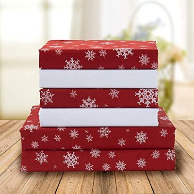 Elegant Comfort Set di 6 fogli stampati per le vacanze, 1500 fili, materiale traspirante e super morbido, resistenti alle pieghe, lenzuola con tasche intelligenti, 6 pezzi, king size, fiocco di neve Elegant Comfort Set di 6 fogli stampati per le vacanze, 1500 fili, materiale traspirante e super morbido, resistenti alle pieghe, lenzuola con tasche intelligenti, 6 pezzi, king size, fiocco di neve
